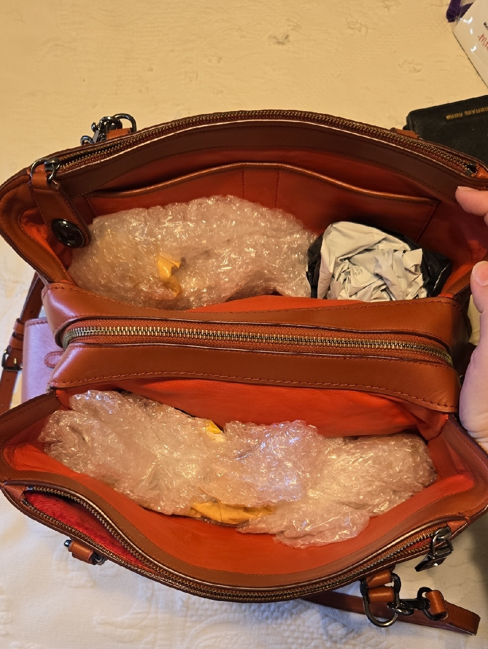Coach Pebbled Leather Satchel in Cognac Orange - Picture 6 of 16